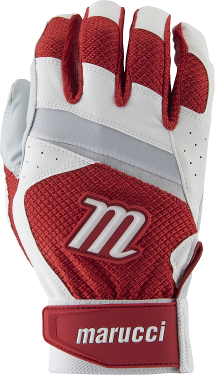 1 Pair 2021 Marucci MBGCD Code Batting Gloves White / Red Adult XX-Large