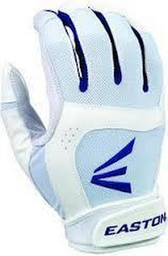DEMO 1pr Easton Stealth Core X-Large White/Royal Fastpitch Womens Batting Gloves