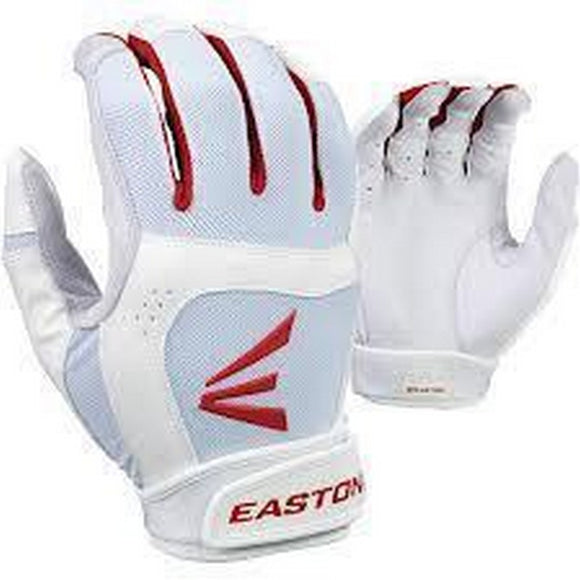 DEMO 1pr Easton Stealth Core X-Large White / Red Fastpitch Womens Batting Gloves