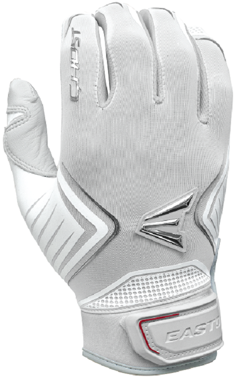 1pr Easton Ghost Women's Large White / White Fastpitch Batting Gloves
