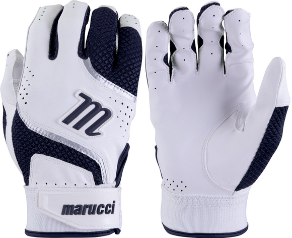 1 Pair 2022 Marucci MBGCD2 Code Batting Gloves White / Navy Blue Adult Medium