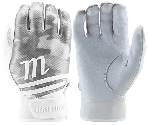 1 Pair 2022 Marucci MBGCRX Crux Batting Gloves White / Gray Adult X-Large