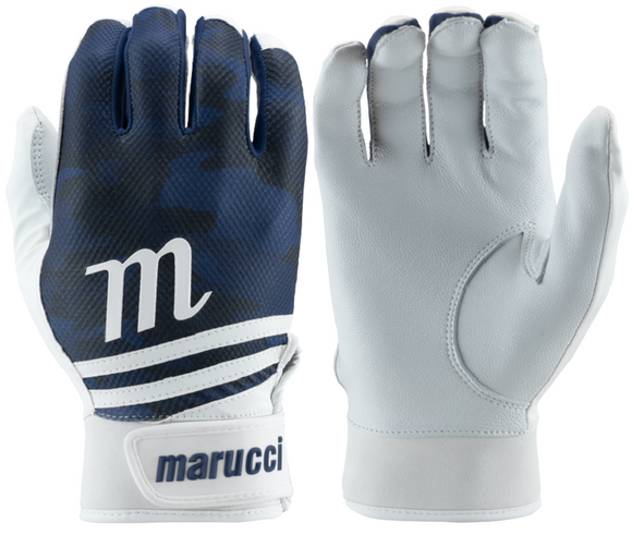 1 Pair 2022 Marucci MBGCRX Crux Batting Gloves White / Navy Blue Adult Large