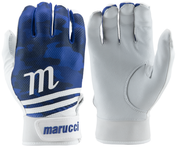 1 Pair 2022 Marucci MBGCRX Crux Batting Gloves White / Royal Blue Adult XX-Large