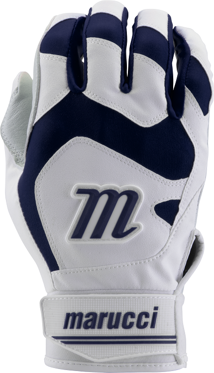 1 Pair 2021 Marucci MBGSGN2 Signature Batting Gloves White / Navy Adult XX-Large