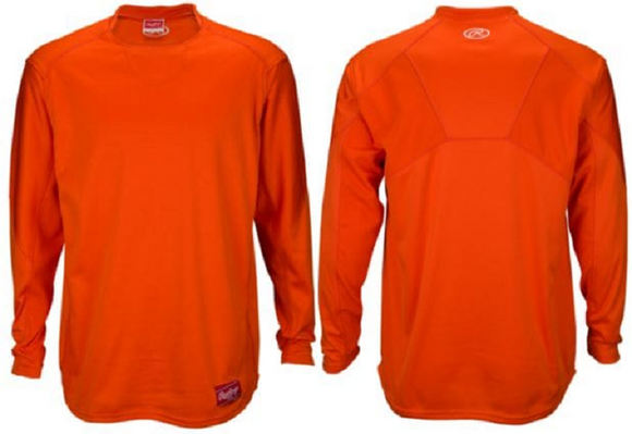 Rawlings UDFP3−BO Dugout Fleece Pullover Long Sleeve Mens Orange