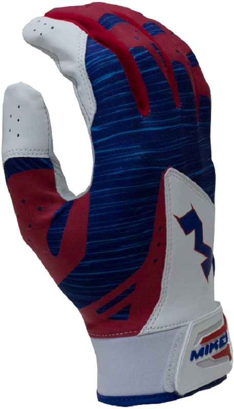 1 Pair Miken MBGL18-RWB Pro Red / White / Blue Adult Small Batting Gloves