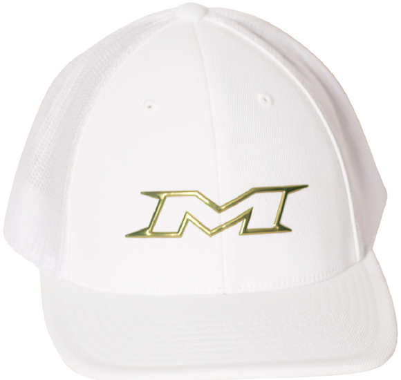 Miken MTRUCK-FGWHT-01 Gold Series 404M FlexFit Hat White / Gold Trucker Hat